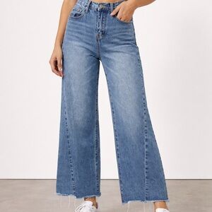 EVIDNT Los Angeles High Rise Cropped Wide Leg Jeans Size 25 Blue